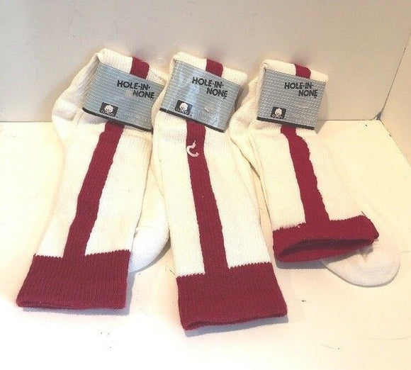 3 Pairs Hole-in-None White/Cardinal Over the Calf Baseball Socks Sz 11-14 NEW