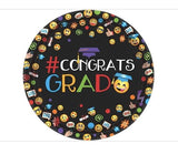 Congratulations Grad Emoji 9” Round Paper Plates 60ct
