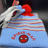 Marvel Spiderman Embroidered Pom Hat w/Matching Stretch Gloves & Scarf for Kids