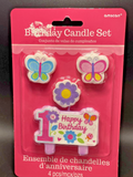 Sweet Girl 1st Birthday Candles Garden Party Cake Topper Decorations 4 Piece