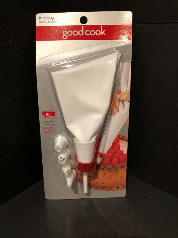 Good Cook Plastic Pastry Icing  Bag and 5 Tips NEW
