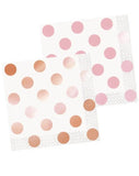 Unique Industries 53271 Rose Gold Foil Polka Dot Beverage Napkins