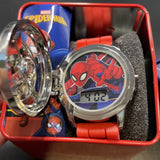 Marvel Spiderman Face Spinner Flip Cover LCD Youth Watch Red  Band In Collectable Box