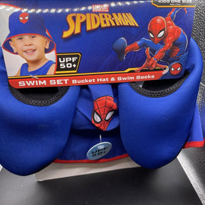 Marvel Spiderman Bucket Hat UPF50+ & Swim Socks Set One Size