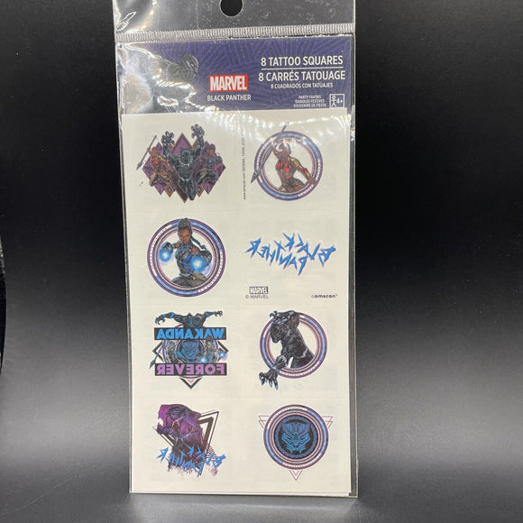 Marvel Black Panther 8 Temporary Tattoo Squares