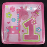 One Wild Girl Jungle Animal Cute 1st Birthday Party 7" Square Dessert Plates