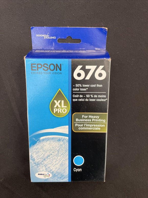 New Genuine Epson 676XL Pro Cyan Ink Cartridge Sealed Box Exp 2024