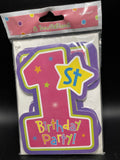 One-derful Girl Bright Stars Kids 1st Birthday Party Invitations w/Envelopes