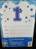 Boys 1st Birthday Invitation Pack of 8 W/Envelopes