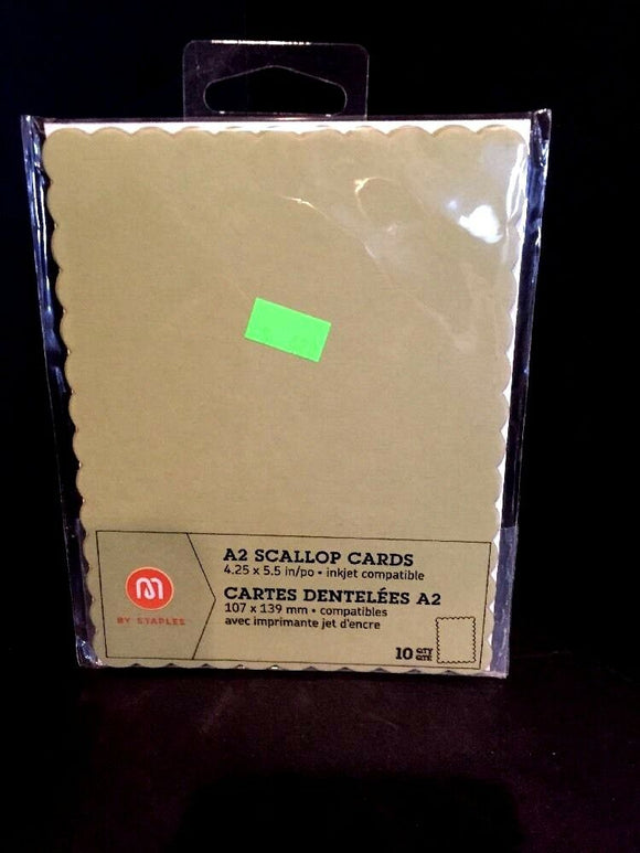 M By Staples A2 Scallop 4.25x5.5 Cards Stock 10qty Green NEW