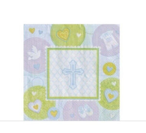 Blue Sweet Religious Lunch Napkins 16ct