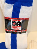 2 Pairs ALLESON ATHLETIC TEAM SOCKS WHITE/ROYAL  SZ 10-13 Baseball NEW