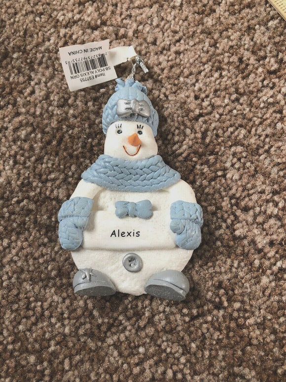 Snow Buddies Alexis Personalized Snowman Ornament NEW
