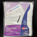 Avery Dividers Plastic 5 Erasable Tabs Letter-size 1 Set 16825