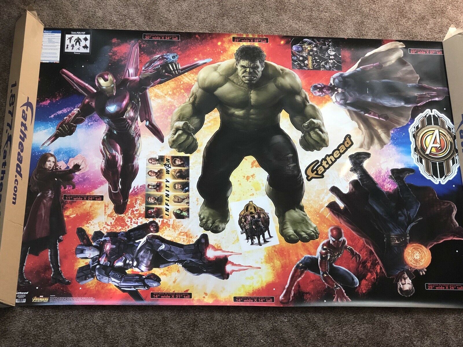 Original FATHEAD Avengers Infinity War Team Iron Man Decal Sticker 96 ...