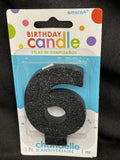 Amscan Black Glitter Birthday Candle Number 6