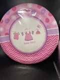 Shower with Love Girl Chevron Polka Dot Baby Shower Party 10.5" Banquet Plates