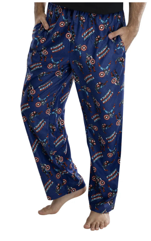 Marvel Men's Captain America Retro Allover Print Loungewear Pajama Pants XXL