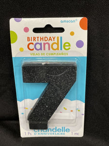 Amscan Black Glitter Birthday Candle Number 7