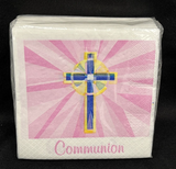 Stained Glass Pink Communion 3-Ply Paper Beverage Napkins 36 per Pack