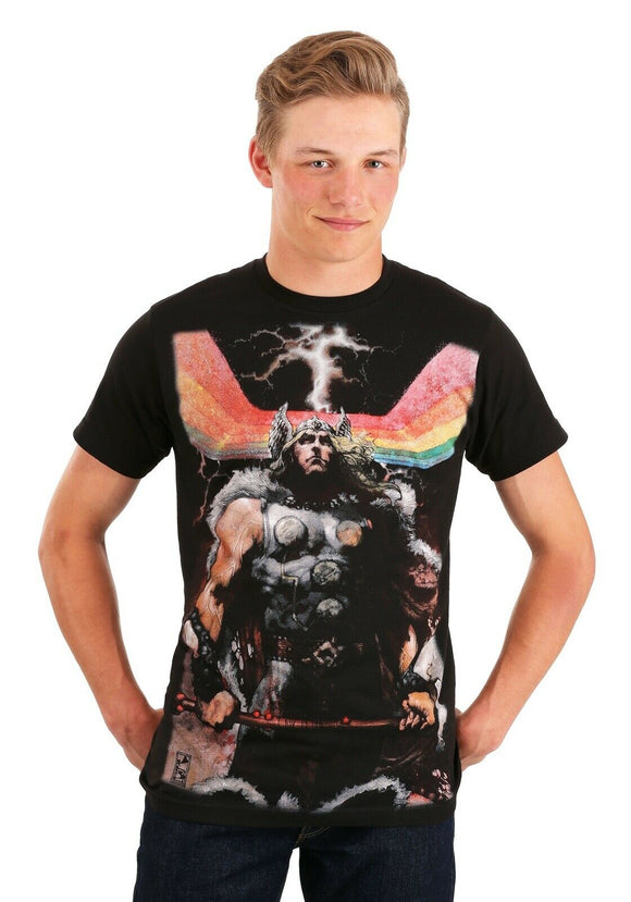Marvel Thor Rainbow Mens Black T-Shirt Size Medium NEW