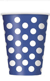 Unique Blue Polka Dot 12oz Paper Cups pack of 6