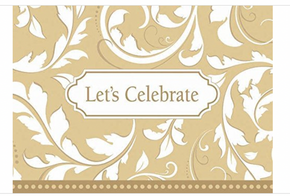 Gold Elegant Scroll Invitations (8 per Package)