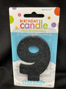 Amscan Black Glitter Birthday Candle Number 9