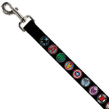 Dog Leash - 9-Avenger Icons Black/Multi Color- WAV065 4-feet