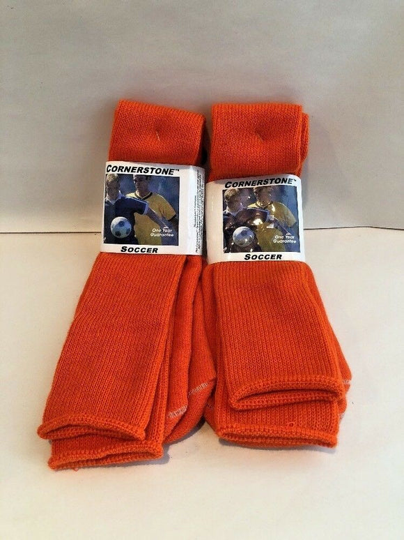 2 Pairs Cornerstone Soccer Socks  Size Medium 9-11 Orange NEW