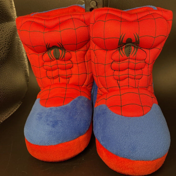 Spiderman Web Design Youth Slipper Boots Size S 7/8 No Slip Bottom Marvel