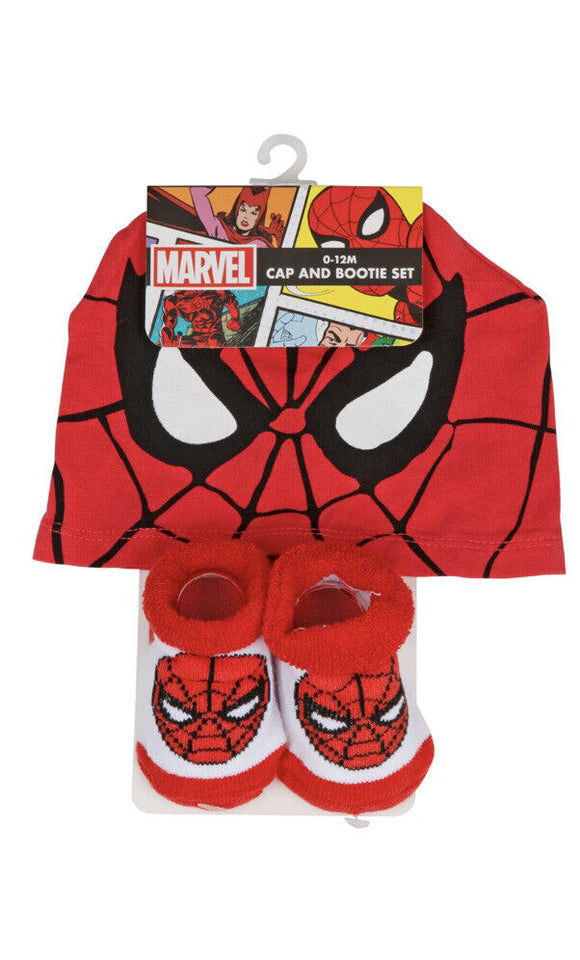 Marvel Spider-Man Symbol Costume 2-Piece Hat and Sock Set Multi-Color 0-12 Mo