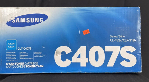 Samsung CLT-C407S Cyan Toner Cartridge CLP-32x CLX-318x Series Yield 1000 Pages