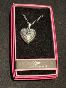 Heart Picture Locket With Love Necklace 16-18" Chain Zoe