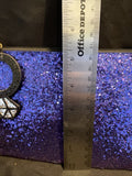 Avenue 9 Purple Glitter Zipper Pouch with Blk Glitter Ring Charm