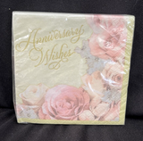 Anniverary Wishes Beverage Napkins 3 ply 16 Ct