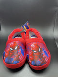 Marvel Spiderman Web Action Plush Kids Foam Slippers Size 9/10 Non Slip Bottom