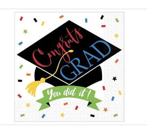 Graduation 2 Ply Paper Lunch Napkins, 6-1/2" X 6-1/2", 100% Done, Pack of 125