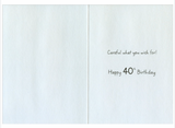 Wish My Wife Were 20 Years Younger Humorous 40th Birthday Greeting Card w/Envelo