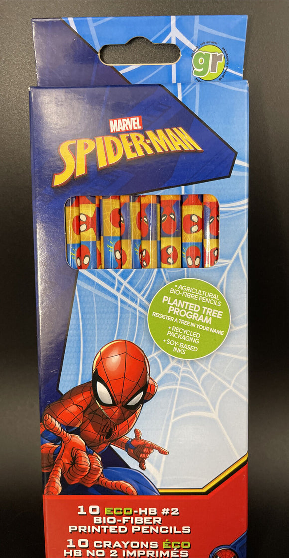 Greenre  Marvel Spiderman Eco #2 Bio Fiber Printed Pencils 10 Ct