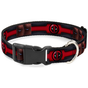 Plastic Clip Collar - Marvel Deadpool Utility Belt Logo/Pockets: WDP042 15"-26"