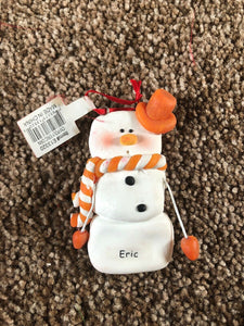Eric Personalized Snowman Ornament Encore 2004 NEW