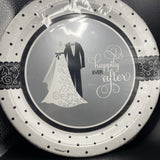 Black & White 10 1/2” Wedding Plate 8 Ct