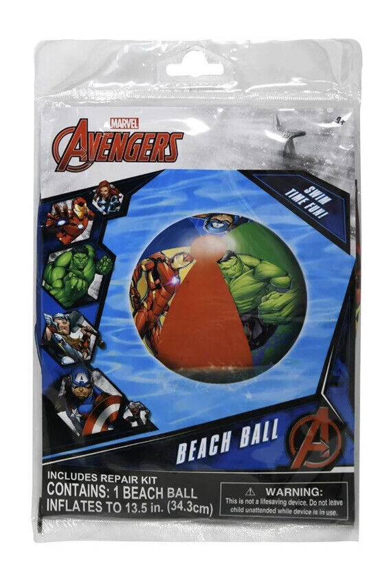 What Kids Want Marvel Avengers Inflatable Beach Ball for Beach Party, 13.5 Inch