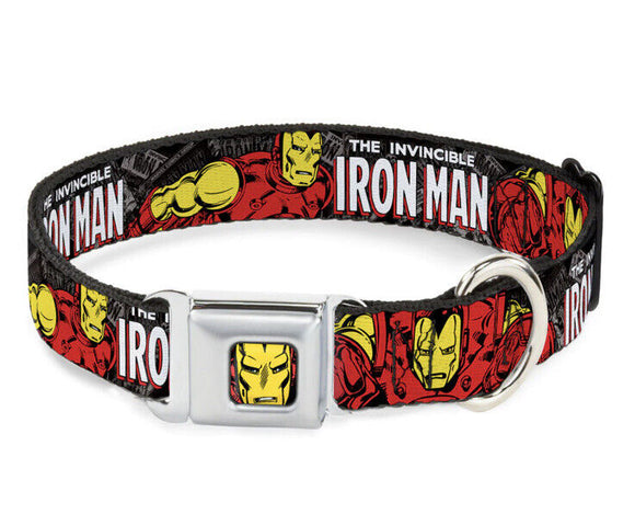 Buckle Down Seatbelt Dog Collar The Invincible Iron Man 1” Wide Sz Large WIM022