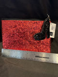 Avenue 9 Red Glitter Zipper Pouch with Blk Glitter Stiletto Charm