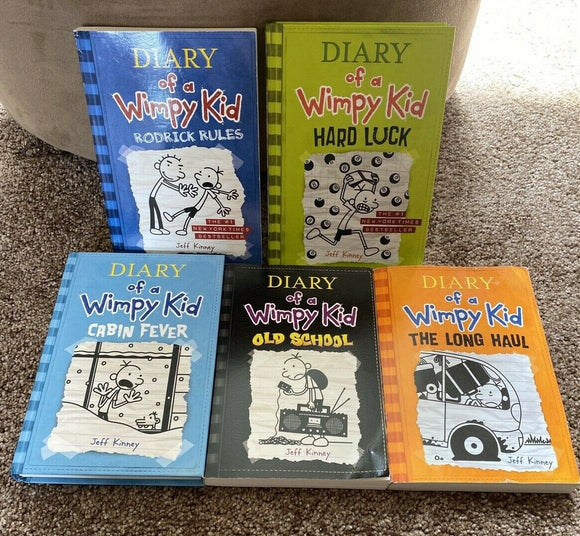 Lot Of 5 Diary Of A Wimpy Kid Books Hard & Soft Cover Excellent Used Condition