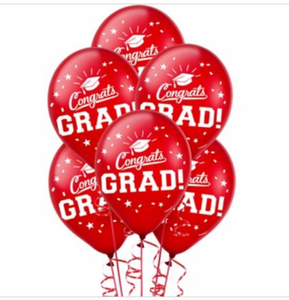 Red Congrats Grad Balloons 15ct Decorations 12” Round