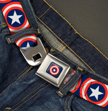 MARVEL COMICS Captain America Shield Seatbelt Belt Navy Webbing- WCA012 24"-38"