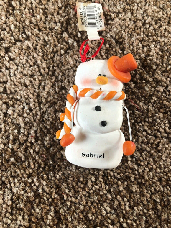 Gabriel Personalized Snowman Ornament Encore 2004 NEW